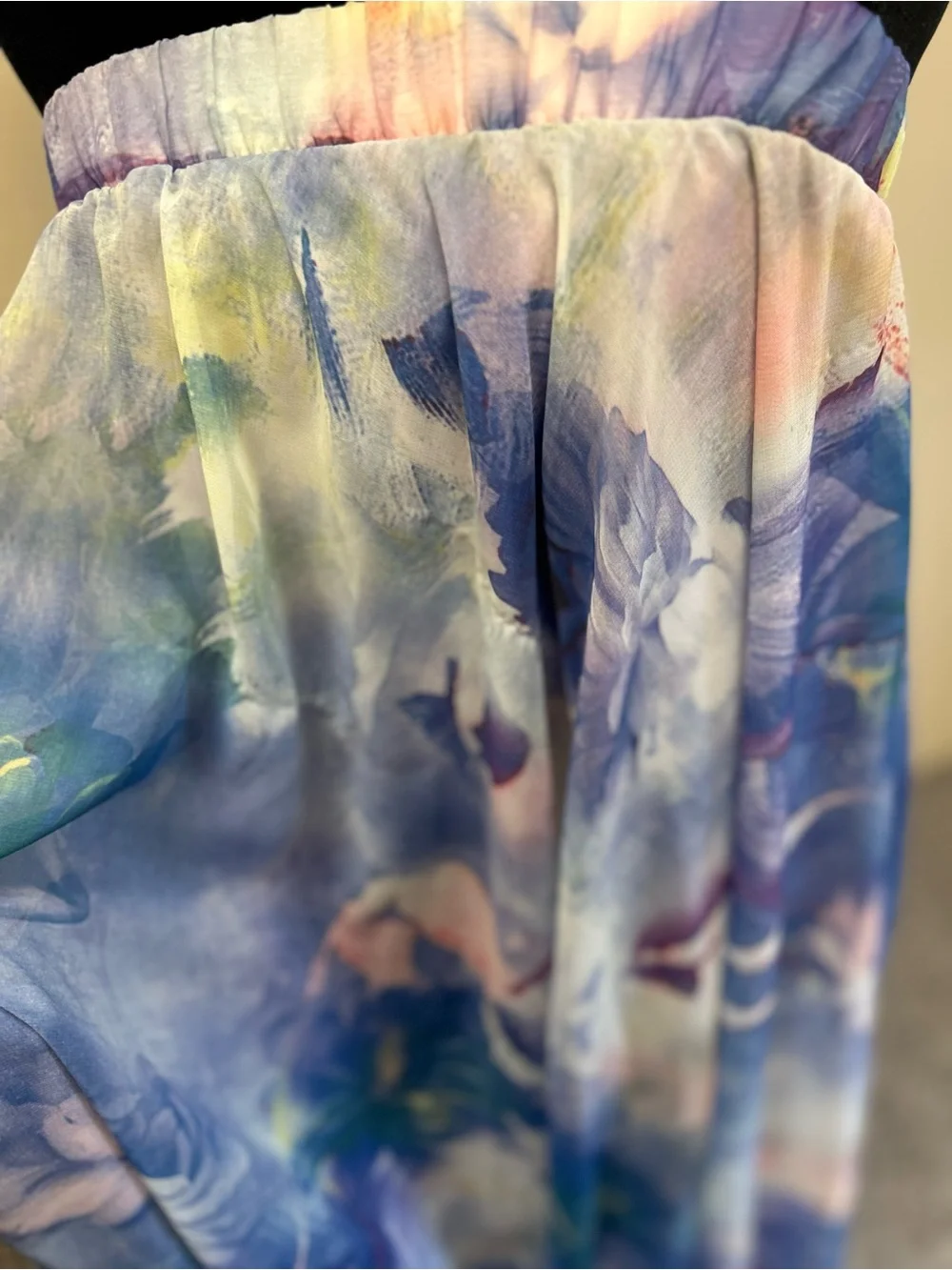 Women's Blue Floral Maxi Skirt/Dress-Lined pretty